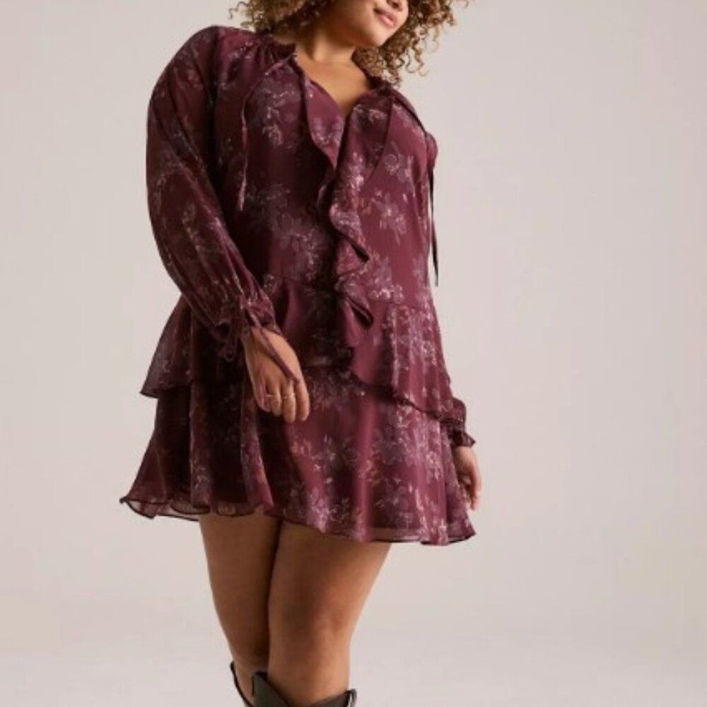 Torrid Cascade Ruffle Drop Waist Dress